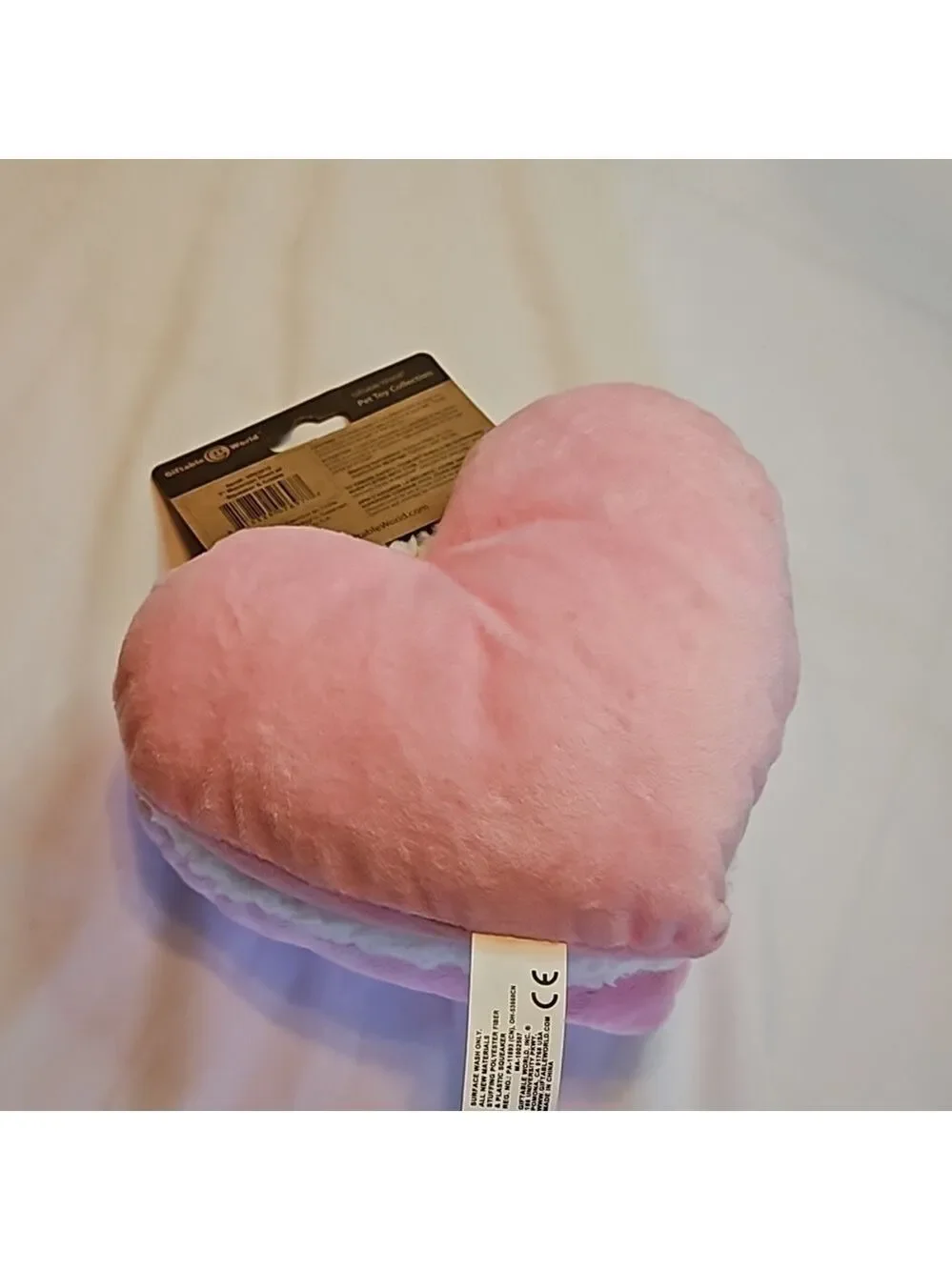 Giftable World Pink Heart Squeaker Crinkle Pet Toy 7 Inch